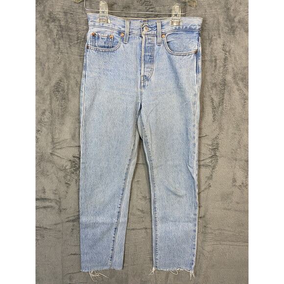 LEVI’S Premium Wedgie Straight Womens Size 25 Distressed Cut Off Ankle Y2K Drift - Picture 1 of 14